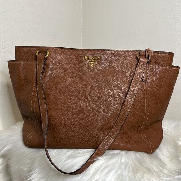 💯Authentic PRADA Vitello Daino Double Pocket Tote🍀 - Picture 14 of 16
